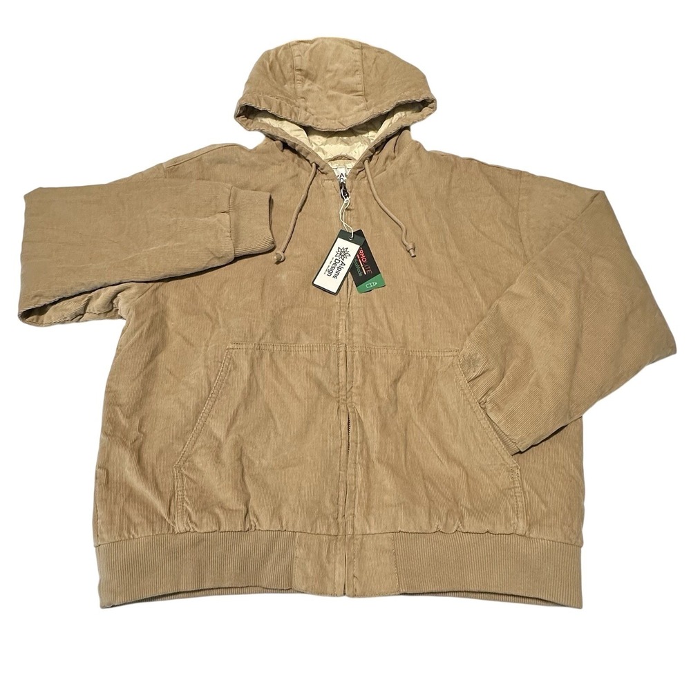 NWT Alpine Design Women's‎ Corduroy Quilted Full Zip Hoodie - L - Sandy Clay Tan